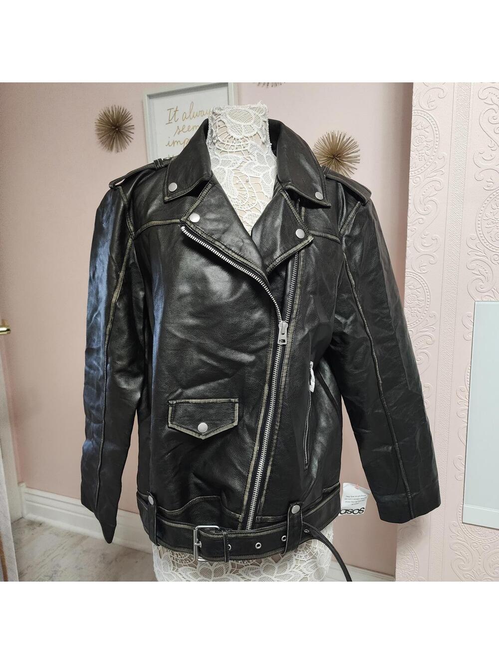 New ASOS Top Shop Faux Leather biker jacket 4 6 Small Medium